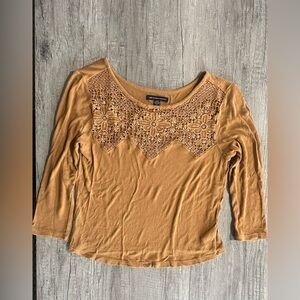 American Eagle Brown Embroidered Top Size Medium